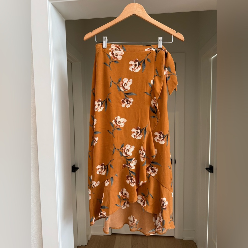 Floral Ruffle Midi Skirt - Size Small